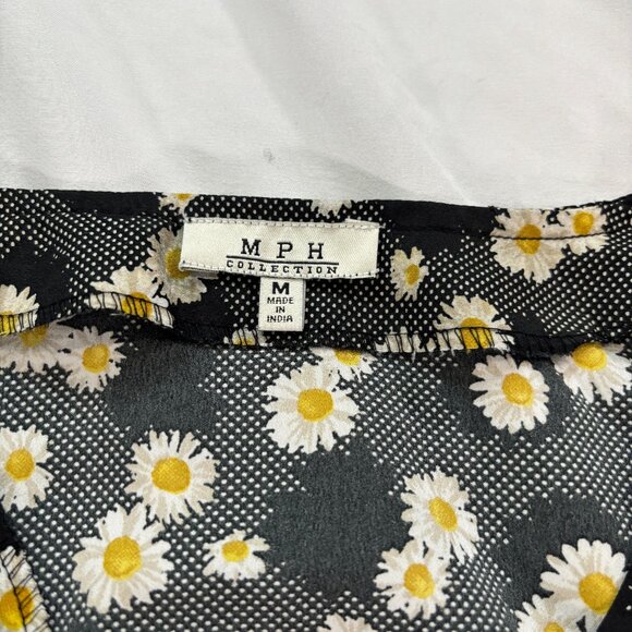 MPH Collection Black Dress Daisy Print Short Sleeve, Size M              Lot A - Picture 4 of 7
